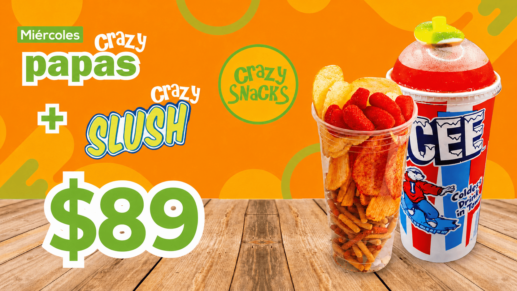 Promoción Crazy Papas y Slush